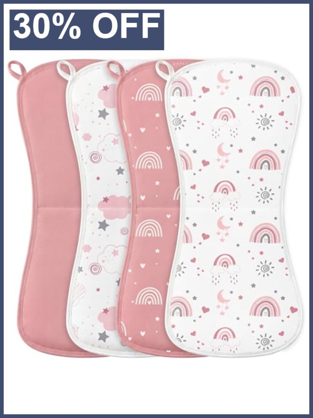 Ultra Soft Cotton Burp Cloths Baby Girl 4 Pack 21x10 Inch Absorbent Newborn